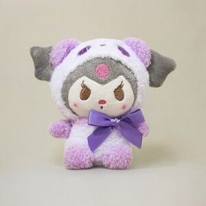 Kuromi Purple Panda Suit Plush Keychain